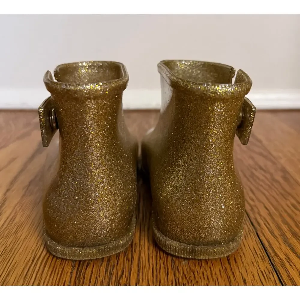 Mini Melissa Girls' Gold Boots Size 6 Toddler